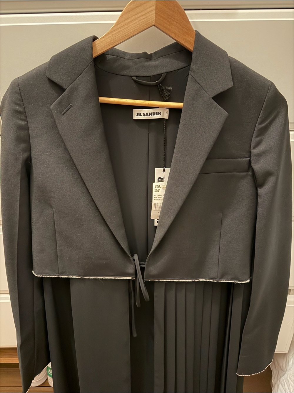 Jil Sander Resort 2018 Black Wool Pleated Trench Coat Slim Fit size 34 NWT - Picture 5 of 9